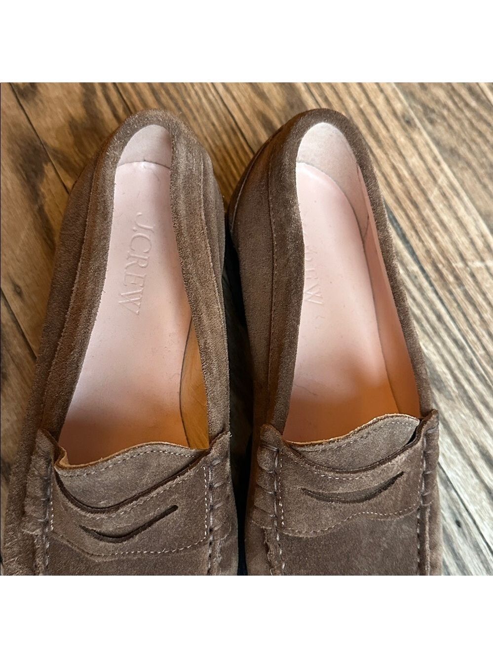 J crew Winona lug-sole penny loafers in brown tan suede 8.5 NWOB - Picture 3 of 8